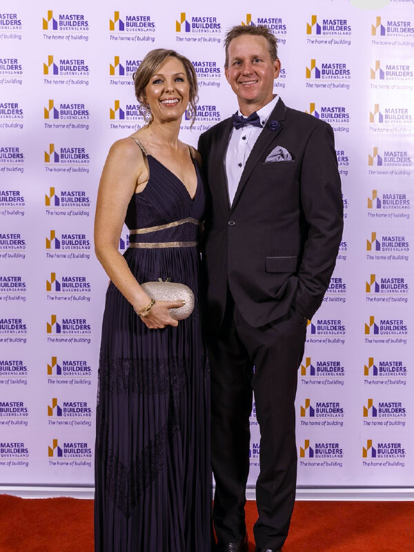 Bundaberg home builders Michael and Gillian Darr on the red carpet.
