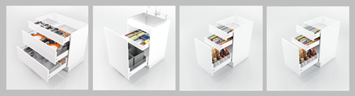 Kitchen draws open for display