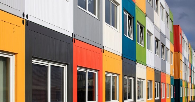 container homes of different colours