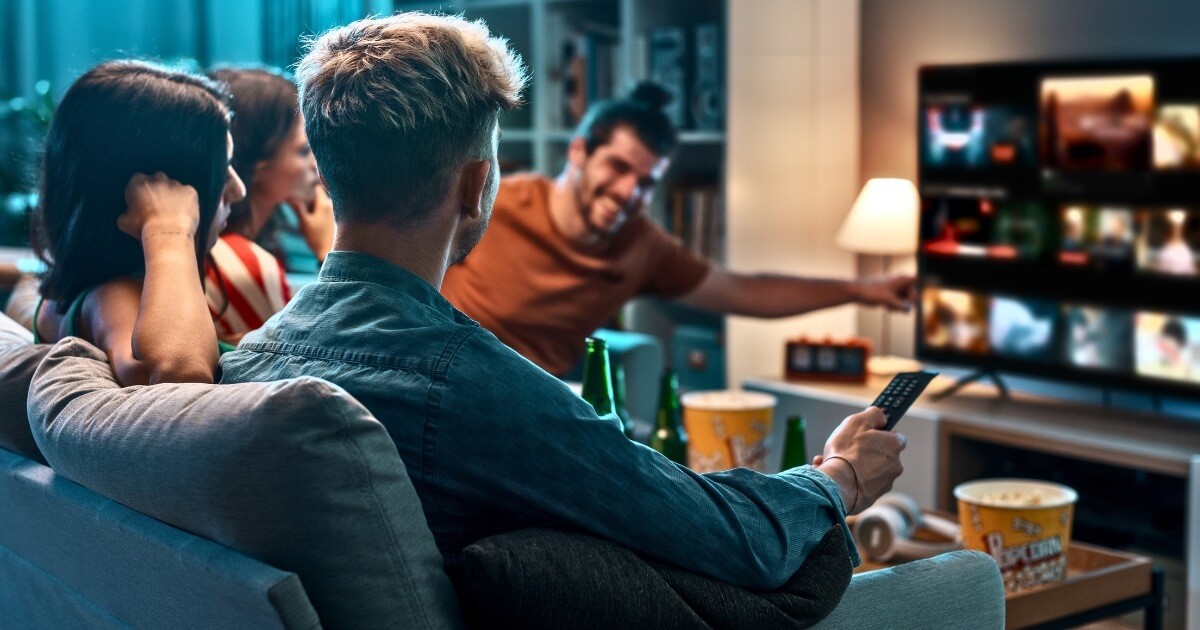 Friends in a home media room