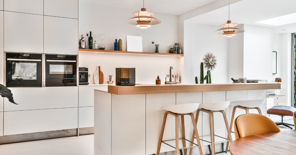Kitchen with blue wall