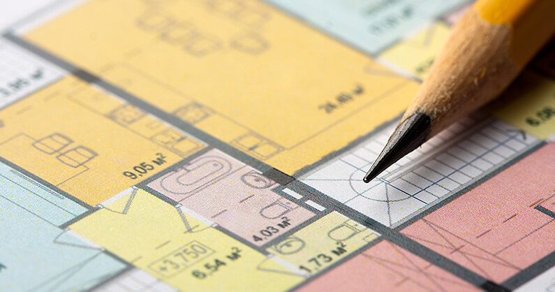 floor plan symbols with a pencil