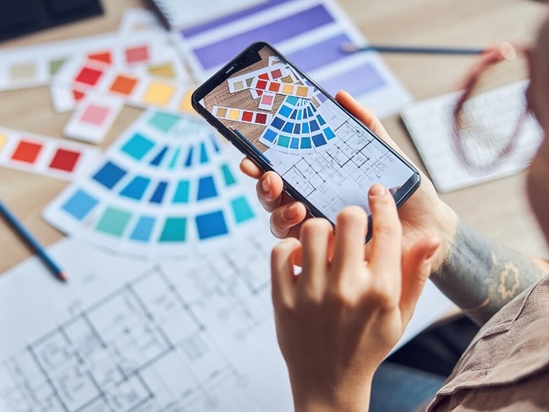 Home design app with colours and bluepirnts