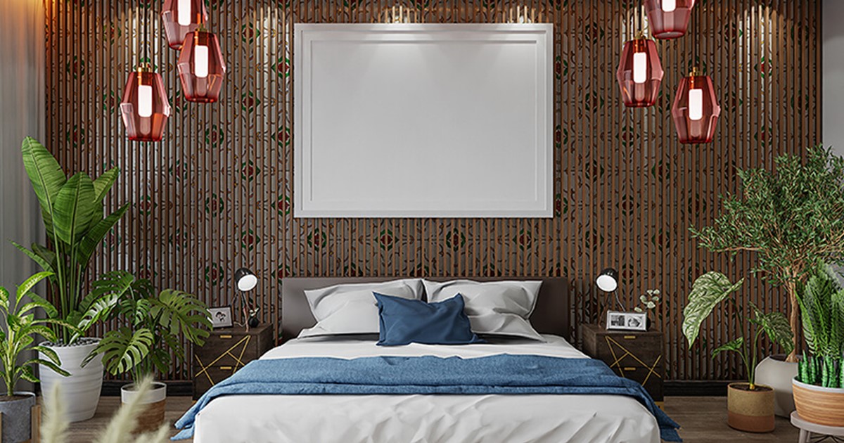 Bedroom with pendant lighting