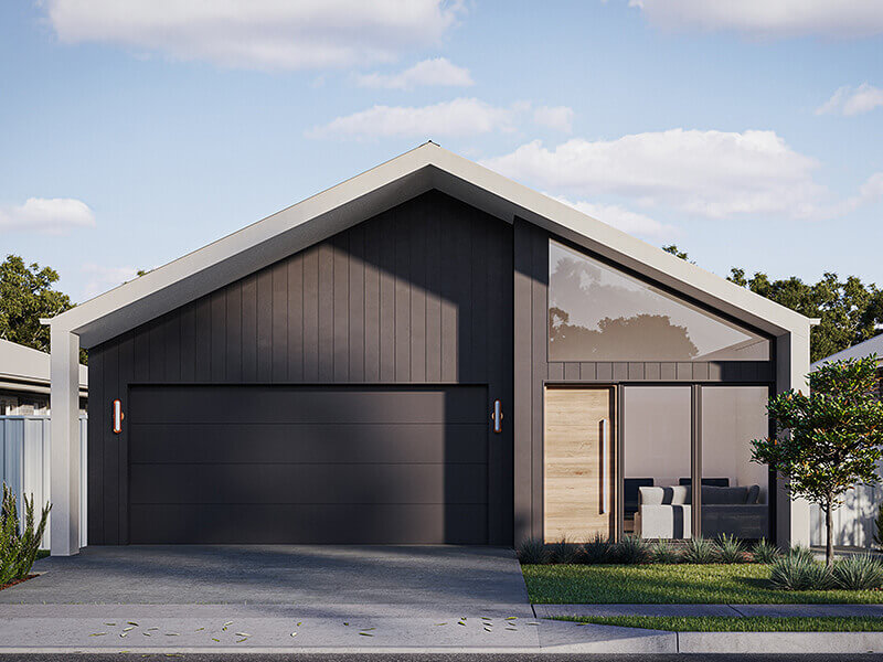 Single-storey house render in daylight