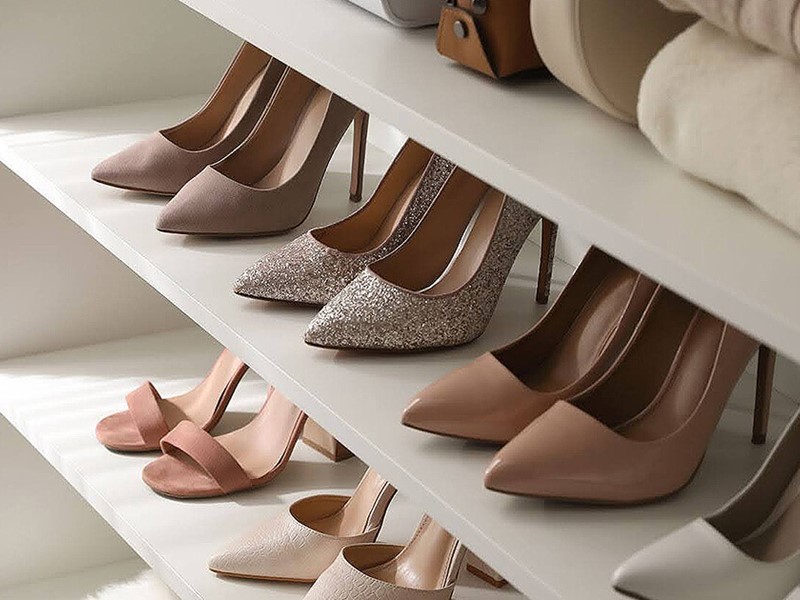 Walk in closet with storage for shoes