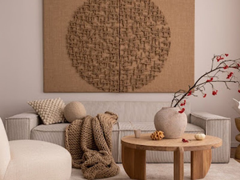 Living room with Japandi style interior design