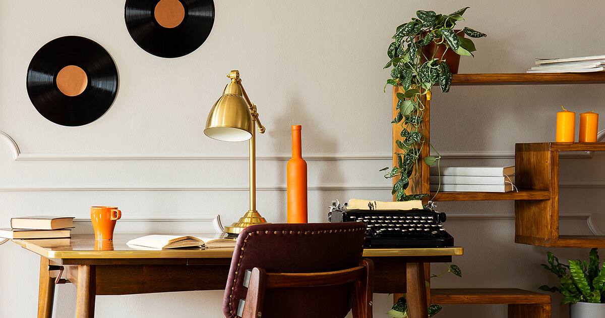 70s inspired decor including records