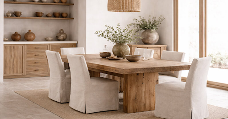 Furniture that fits in wabi-sabi style dining room
