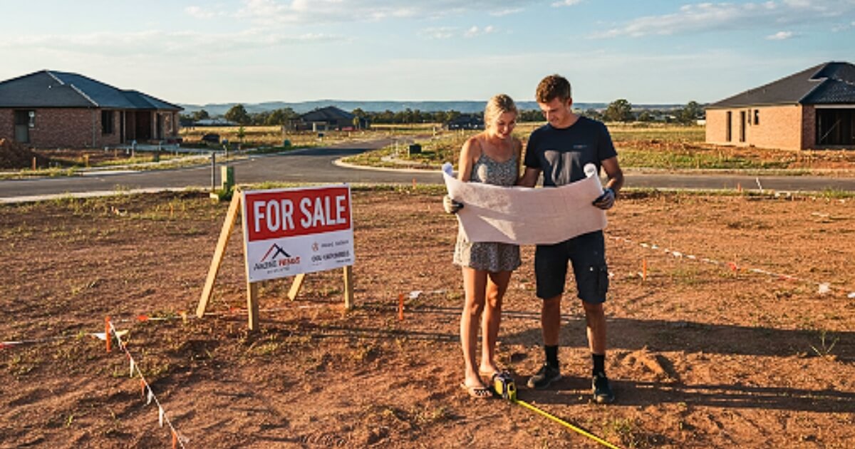 Couple looking at land to buy in Australia