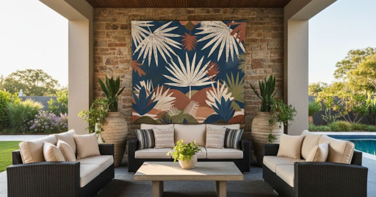 Outdoor tapestry hanging